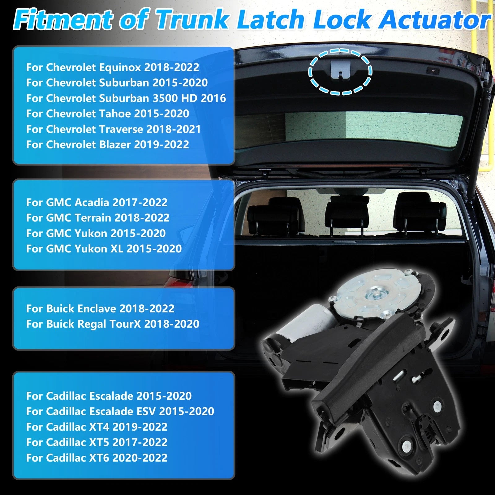 Trunk Latch Lock Actuator for Chevy Suburban Tahoe GMC Yukon (No. 13509598)