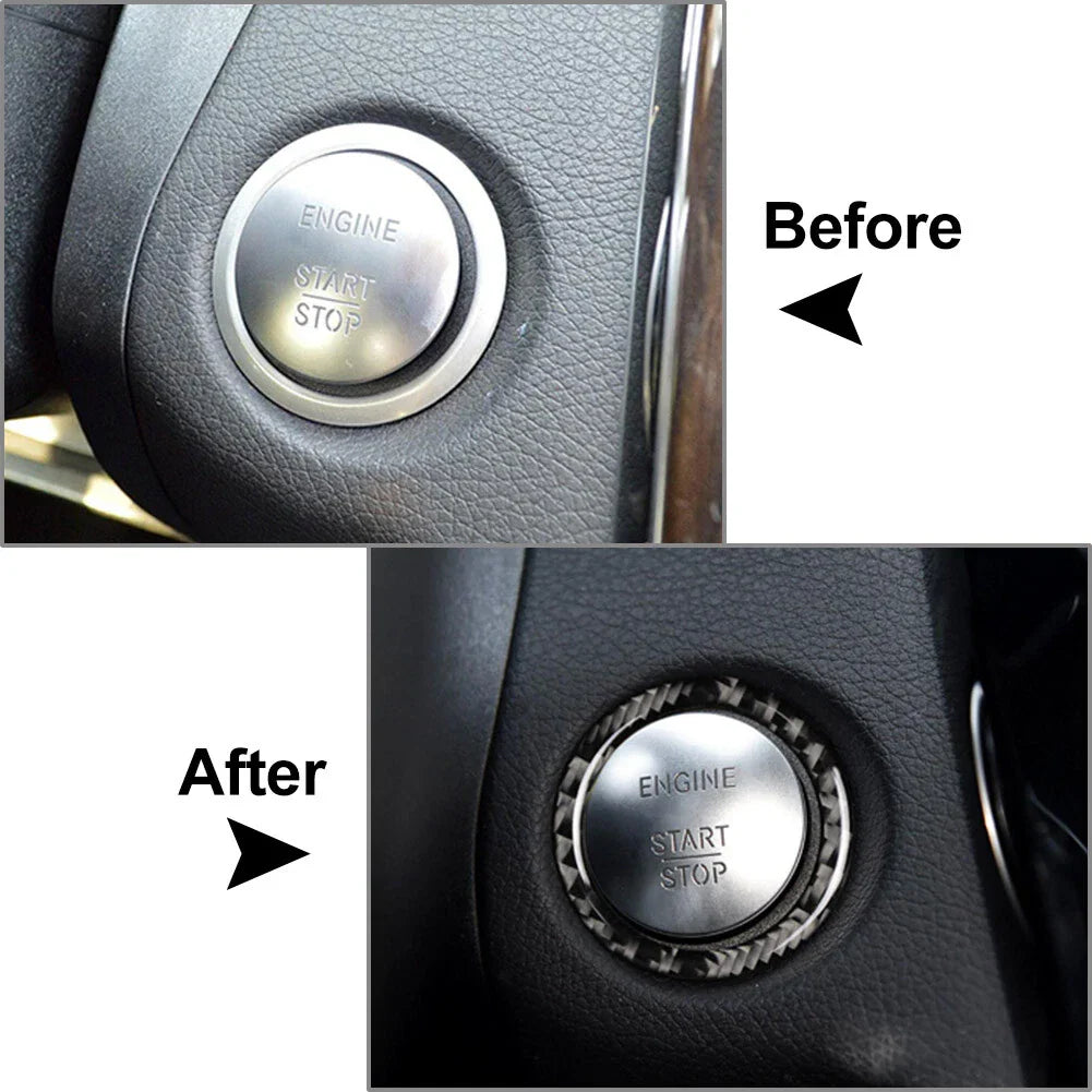 Carbon Fiber Engine Start Stop Button Ring Cover for Mercedes-Benz A B C (2013-2023)