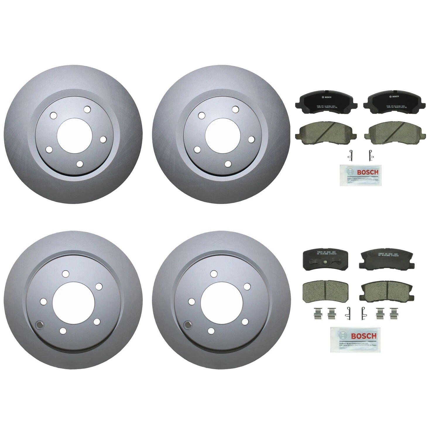 Front & Rear Brake Kit Disc Rotors & Bosch Ceramic Pads for Chrysler Dodge Jeep