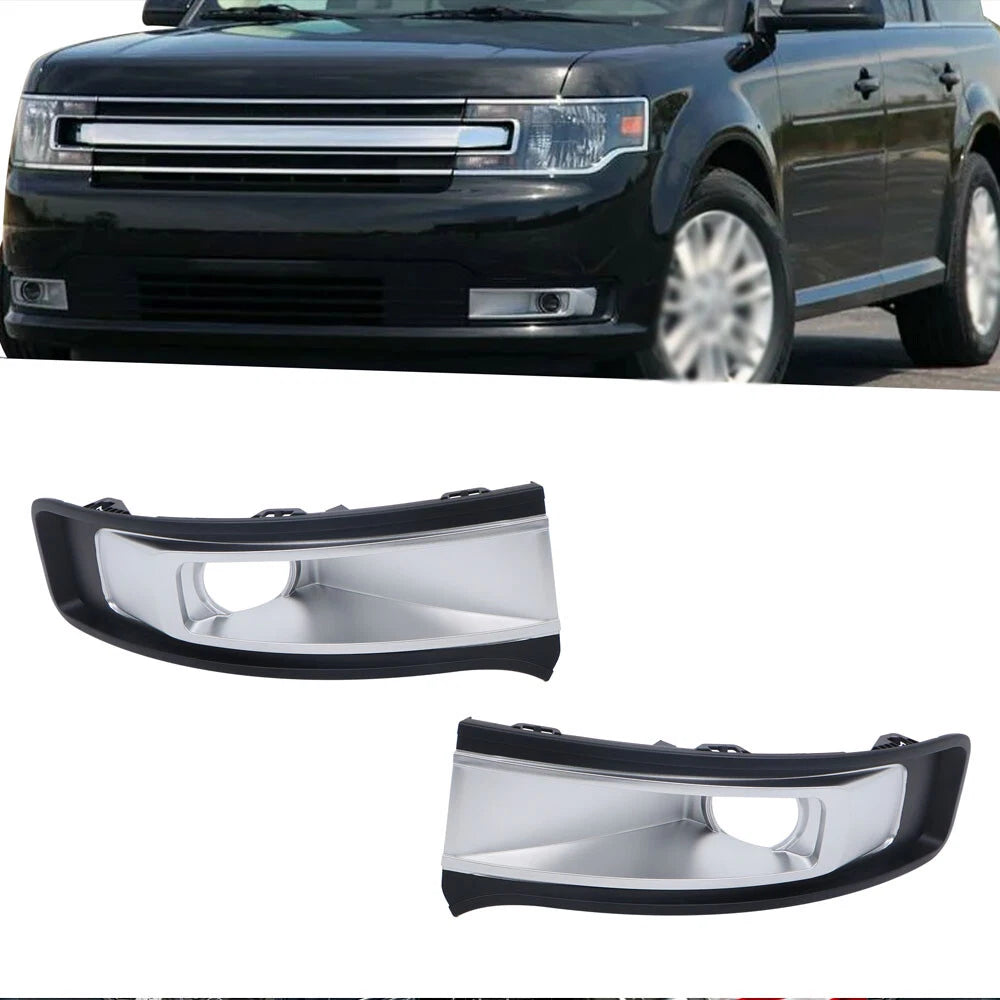 Set of 2 Fog Light Bezels for Ford Flex (2013–2017) Black Plastic