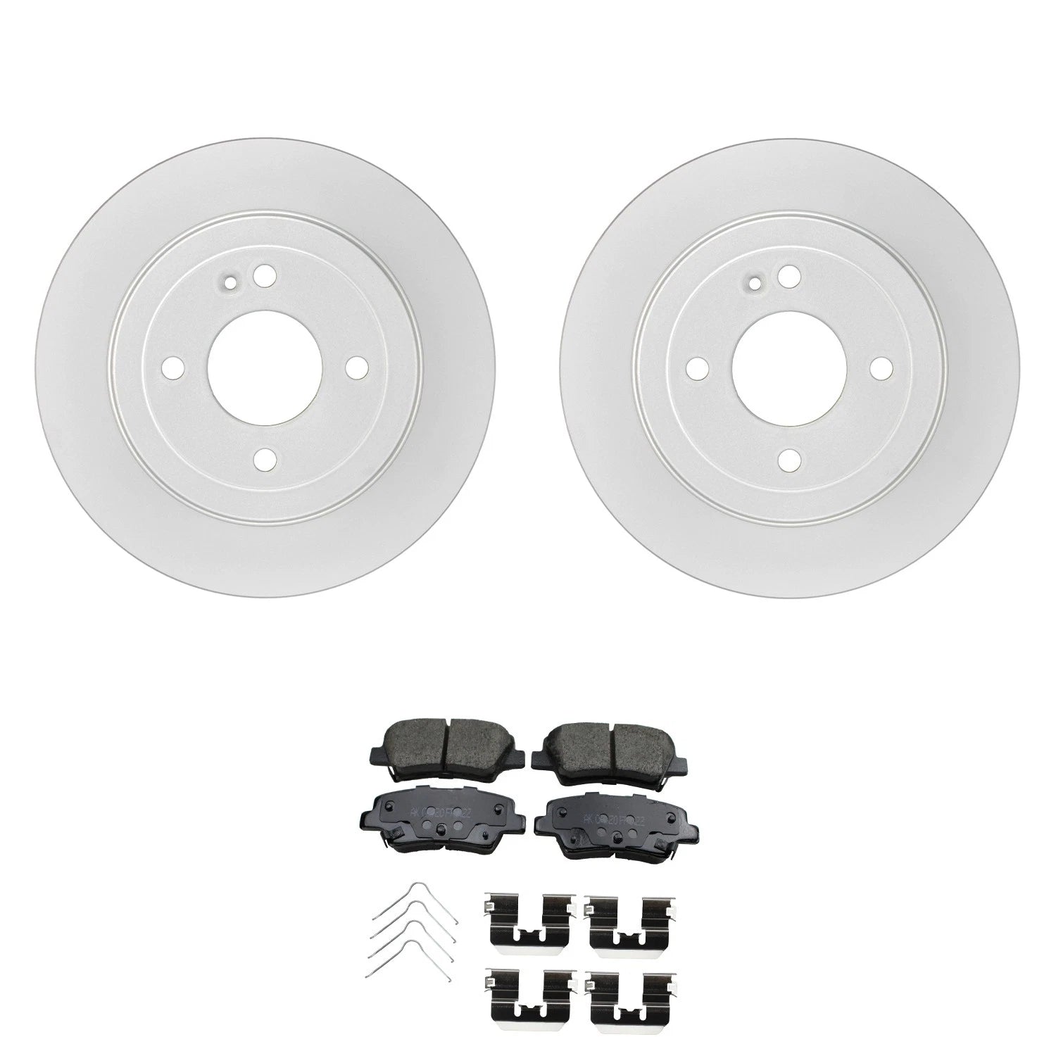 Set of 2 Bosch QuietCast Rear Rotors & Akebono ProACT Pads for Accent Rio