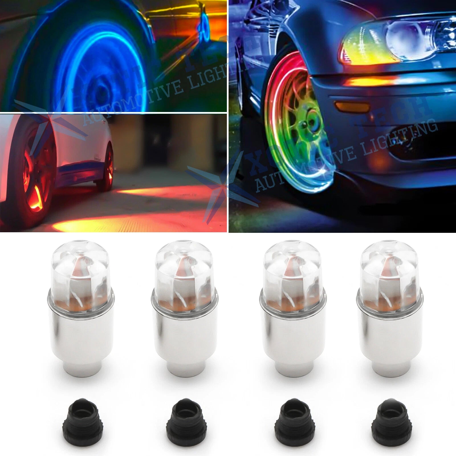 4PCS LED Wheel Tire Valve Caps Flashing Lights for Cars (Universal)