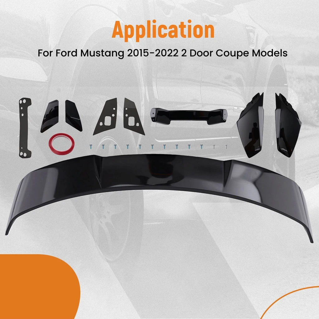 Rear Trunk Spoiler Wing for Ford Mustang (2015–2022) GT Style Glossy Black