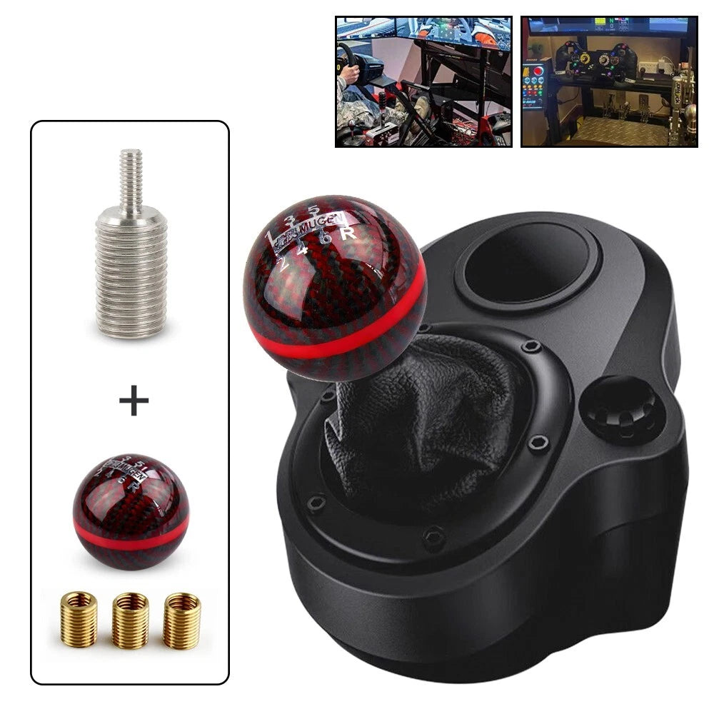 6 Speed Carbon Fiber Shift Knob + Adapter for Logitech G27 G29 G920 G923
