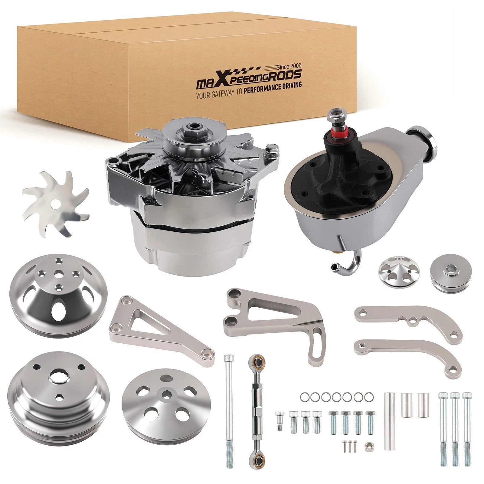 Chrome Drive System Kit for Chevy Small Block (1969–1989)