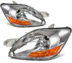 Set of 2 Chrome Amber Halogen Headlights for Toyota Yaris (2007–2011)