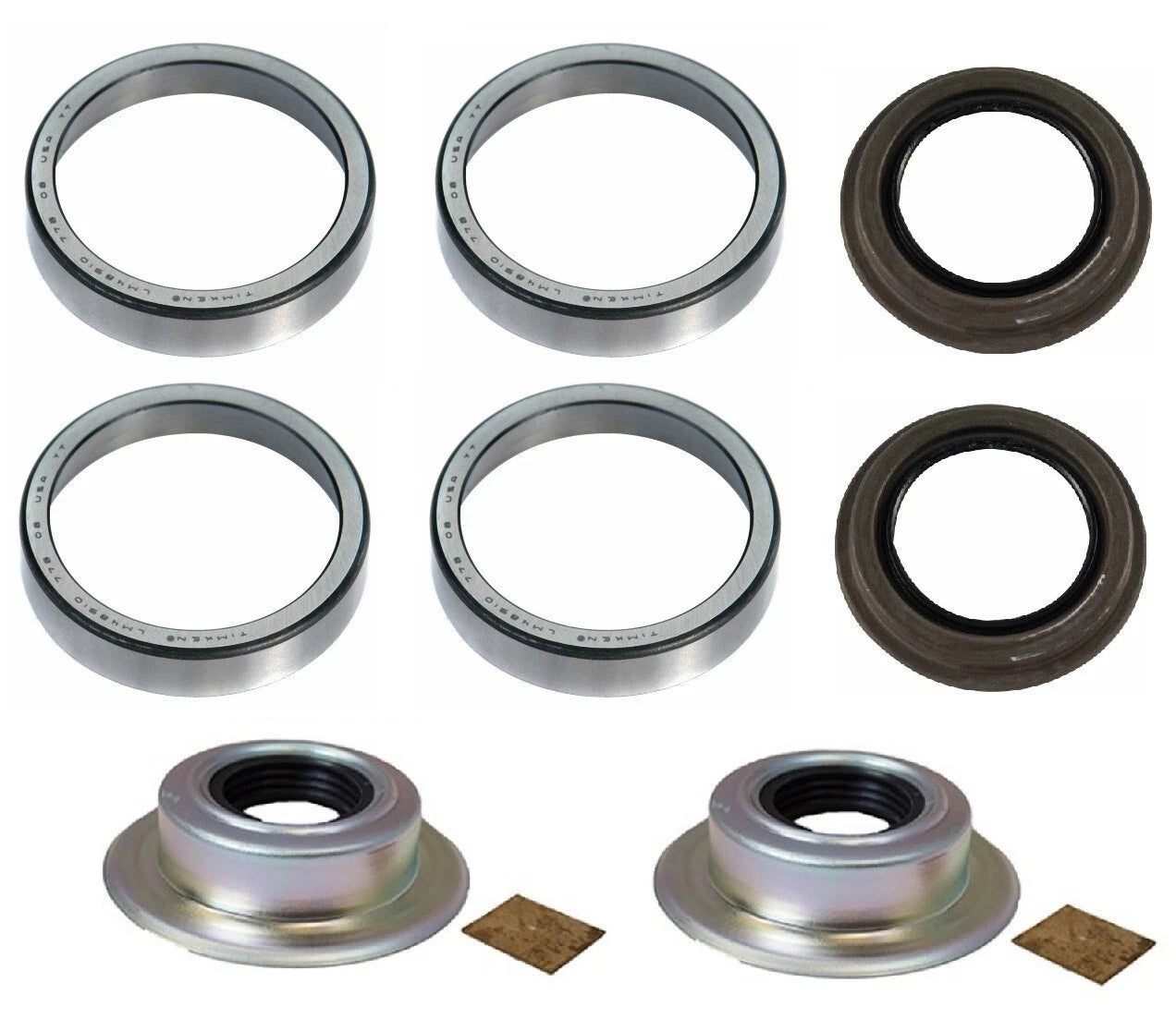 Front Inner Outer Wheel Bearing Races and Seals for Ford (Custom Kit)