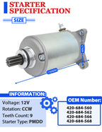 Starter for Can-Am Outlander 650 (2006–2023) with Relay