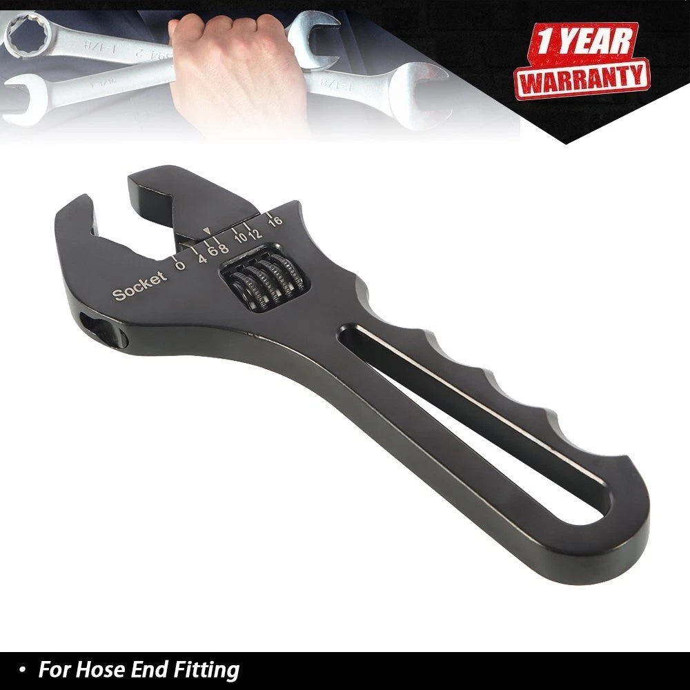 Adjustable Wrench for Hose End Fitting (Aluminum, Black)