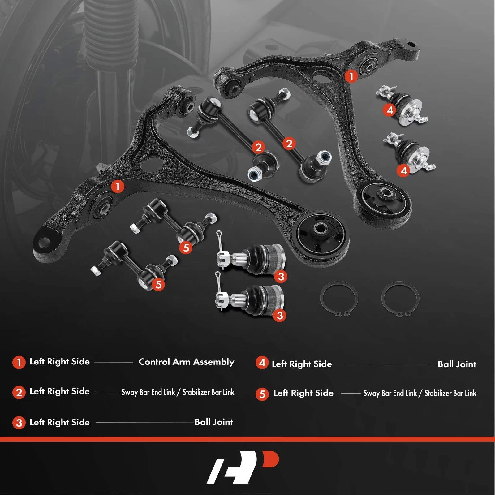 10x Control Arm with Ball Joint & Sway Bar for Honda Accord (2003–2007)