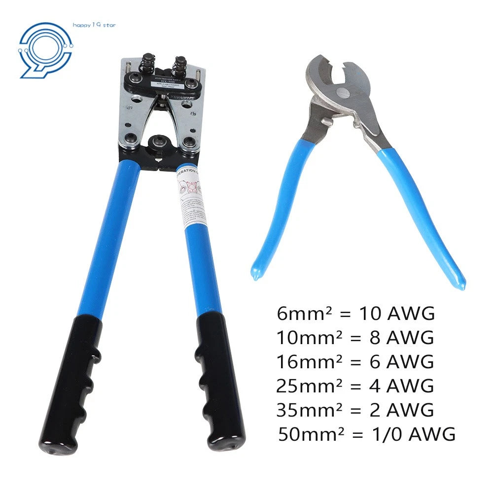 Battery Cable Lug Crimping Tool for Automotive Use (10-0 AWG)