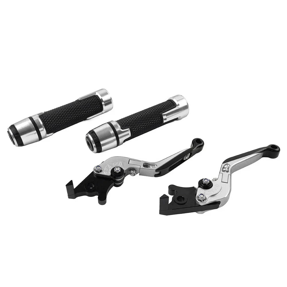 Silver Extendable Brake Clutch Levers & Handlebar Grips for Benelli BN302S