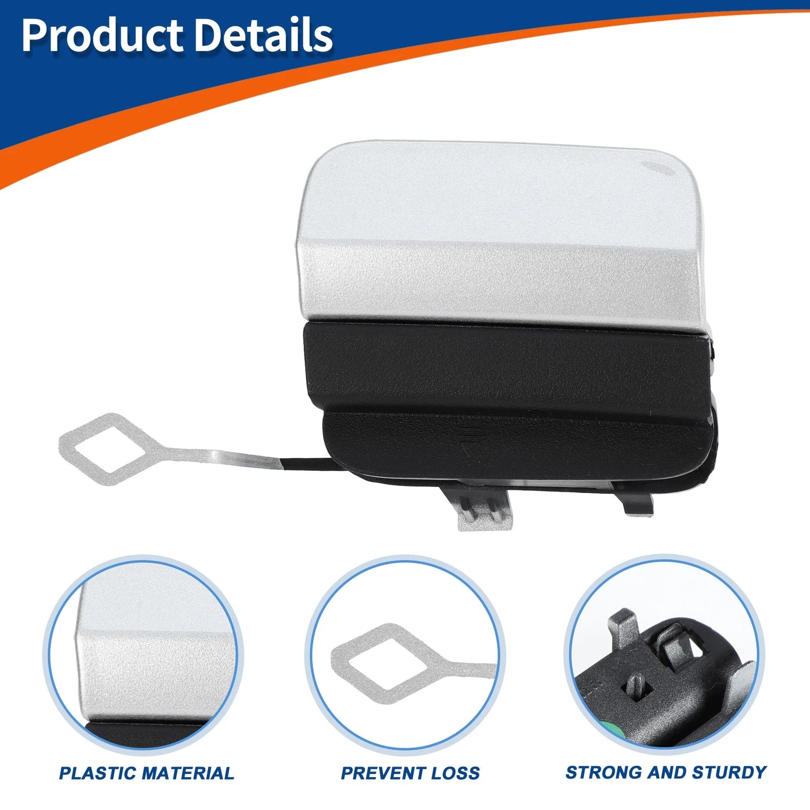 Rear Car Bumper Tow Hook Cover for Mercedes-Benz (2015–2020) No.A2058853303 Silver Tone