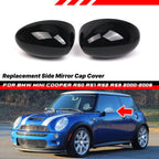 2X Gloss Black Rearview Mirror Cover Cap for Mini Cooper R50 R52 R53