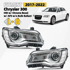 HID Headlight Pair for Chrysler 300 (2017–2022) AFS, Chrome Bezel