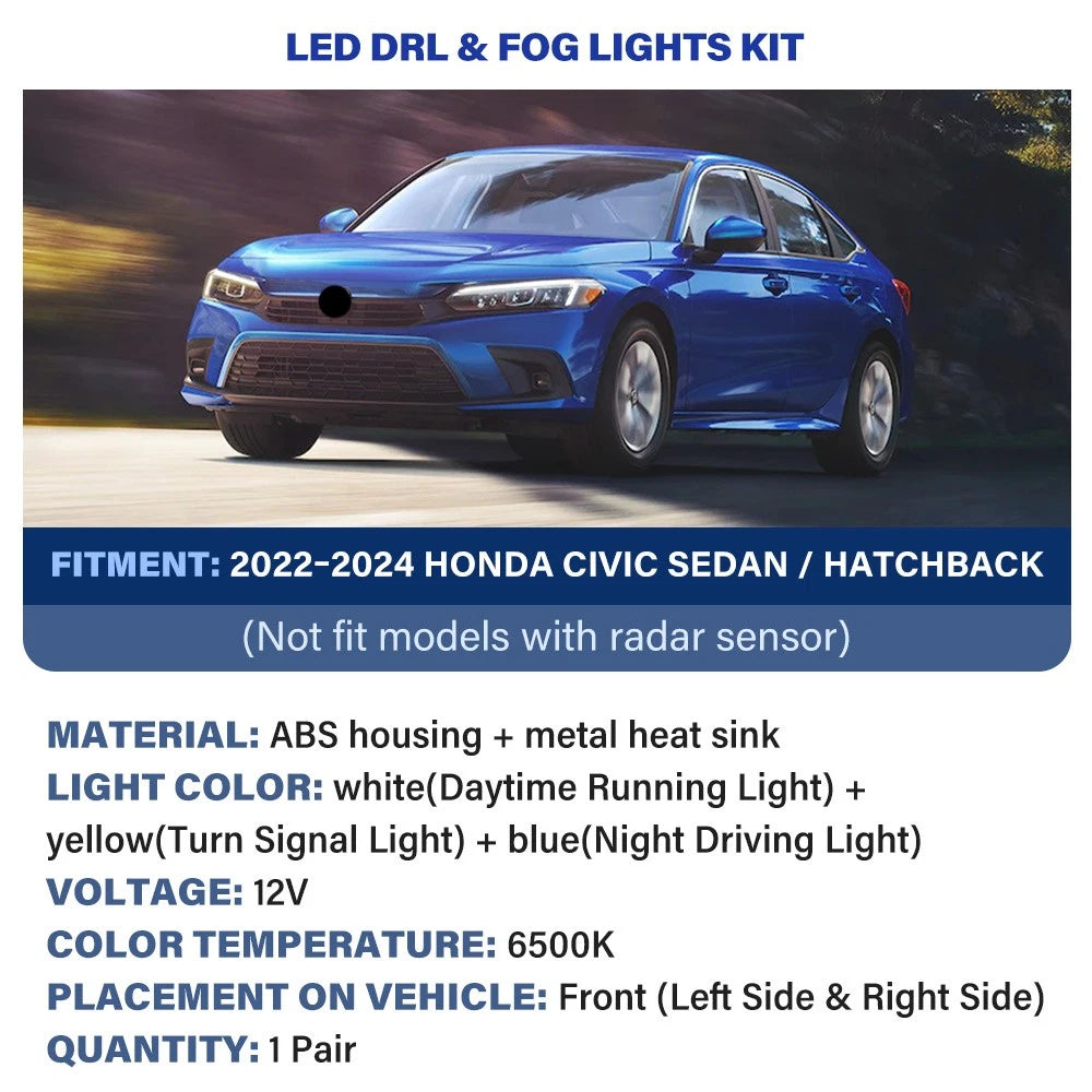 DRL Fog Lights Assembly for Honda Civic 11th Gen (2022–2024)