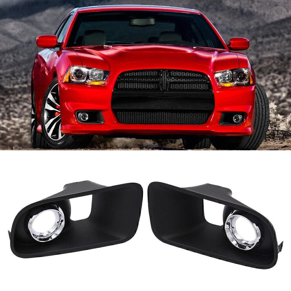 Set of 2 Front Bumper Fog Light Lamp Bezels for Dodge Charger (2012–2014)