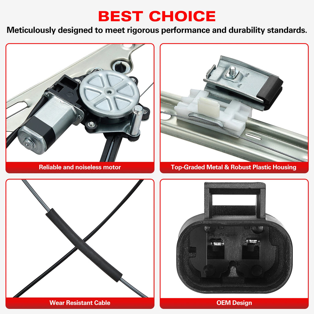 2X Power Window Regulator w/ Motor for Chevy Silverado 1500 (2007–2013)