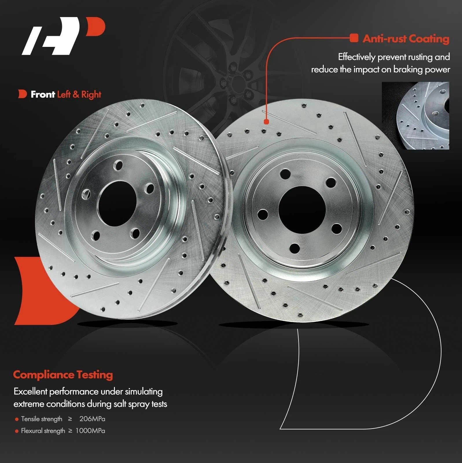 Front Drilled Brake Rotors & Ceramic Pads for Chevy Cobalt HHR (2005–2010)