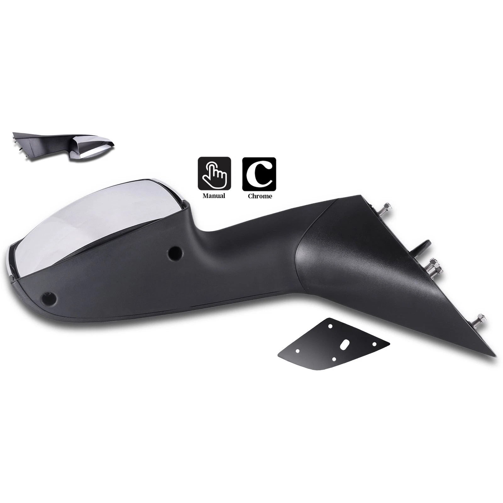 Chrome Manual Mirror for Volvo VNL (2004–2016) LH Side Hood 82361058 82361050