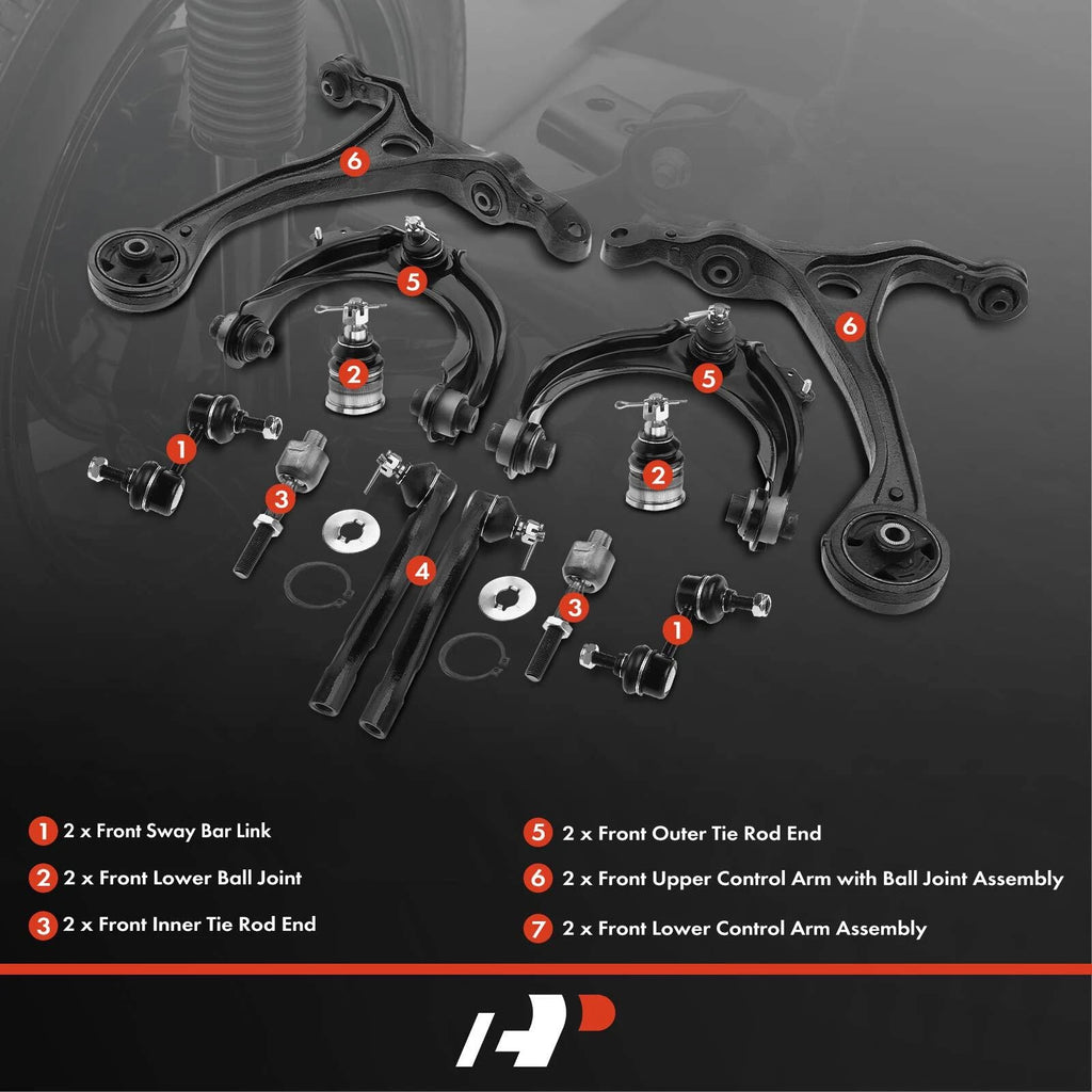 Set of 12 Front Control Arm Ball Joints for Honda Accord (2005–2007)