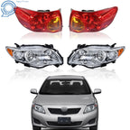 Set of 2 Red Tail Lights & Halogen Headlights for Toyota Corolla (2009–2010)