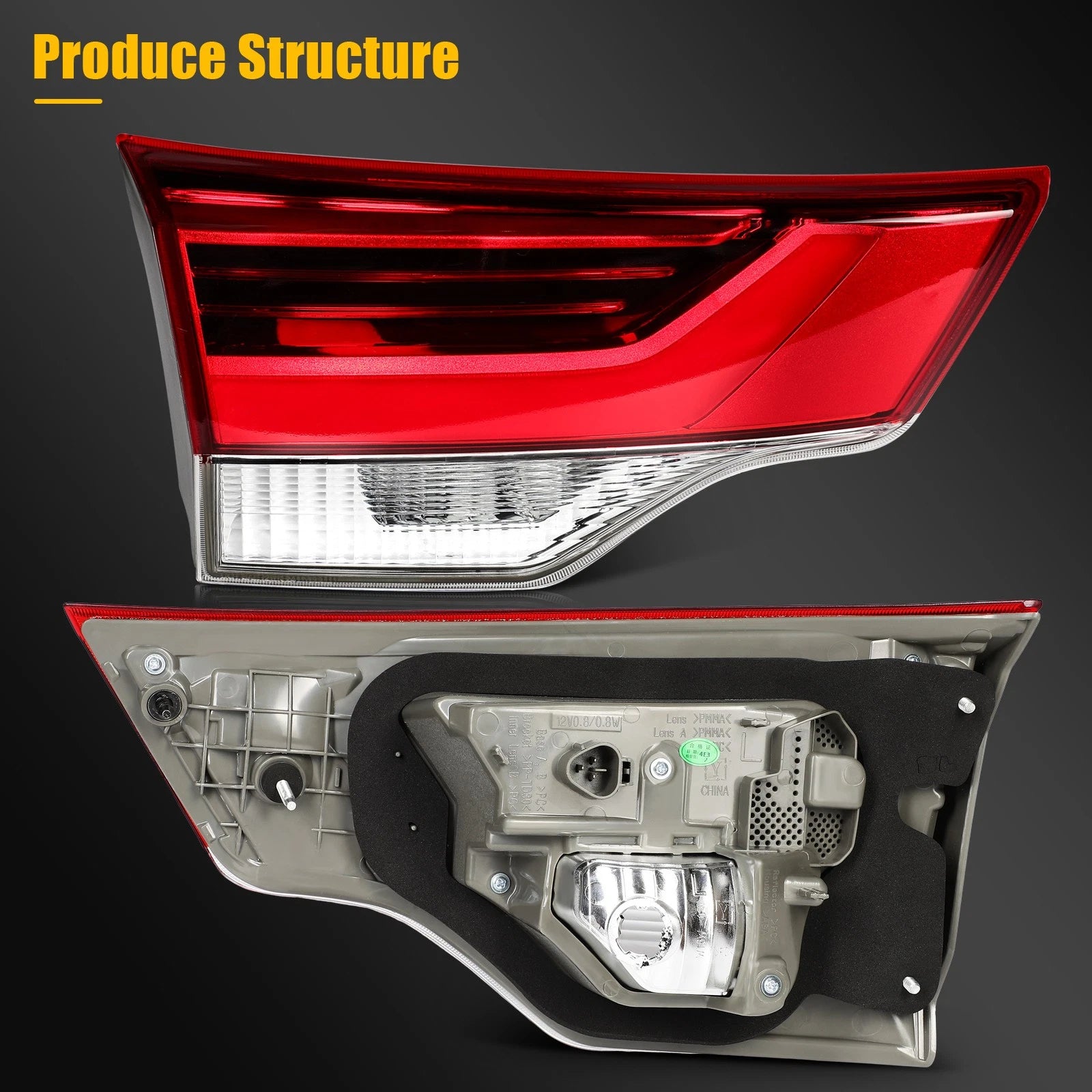 Left Side Tail Light Assembly for Toyota Highlander (2017–2019) Red