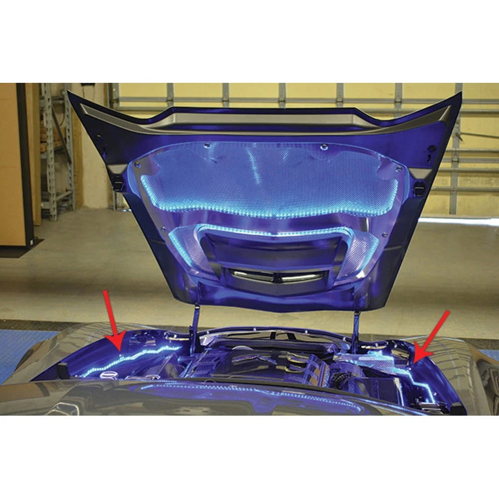 Polished Stainless Steel Fender Caps w/Blue LED for 2014-2019 Corvette Stingray