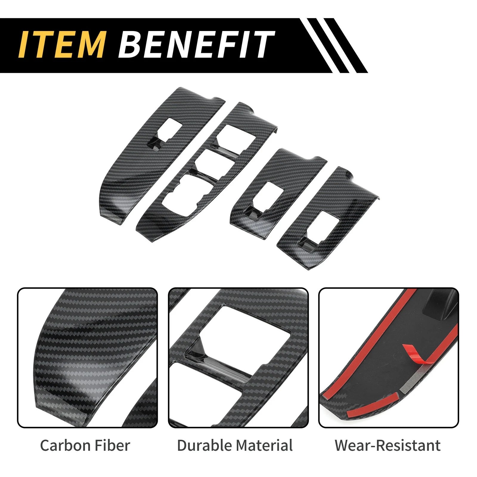 Set of 2 Carbon Fiber Pattern Front Door Window Switch Panels for Ford Maverick (2022–2024)