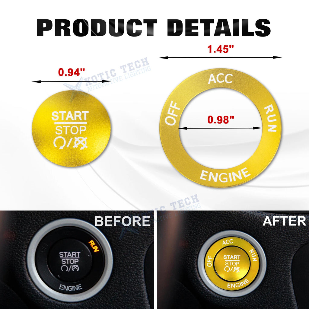 Push Start Stop Button Cover Decor Kit for Dodge Charger Challenger (2015-2023)
