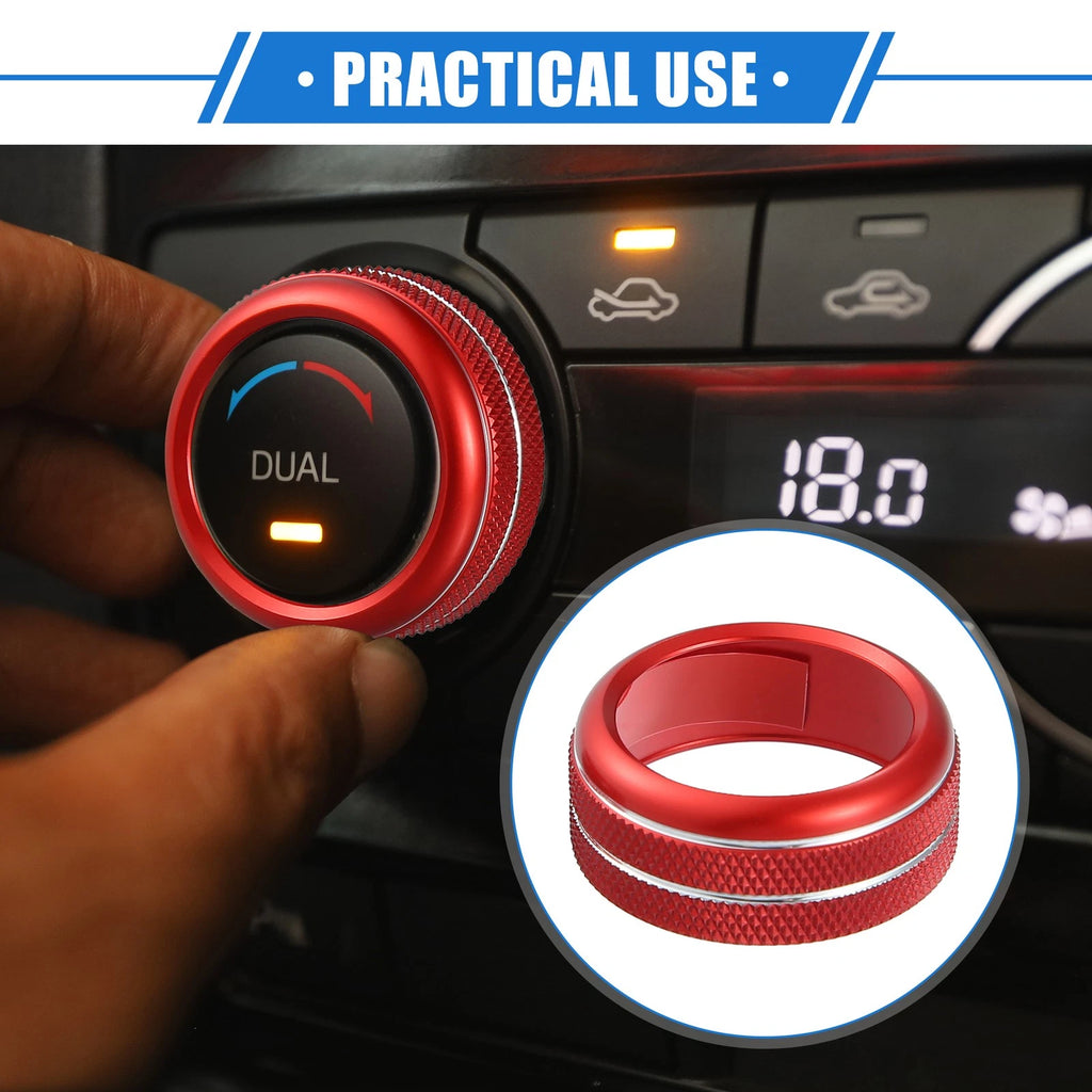 3 Pcs AC Climate Control Knob Rings for Chevrolet Corvette C6 (2005–2013) Red