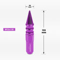 Set of 20 M12X1.5 Purple JDM Spiked Hex Wheel Lug Nuts + 20mm Extension