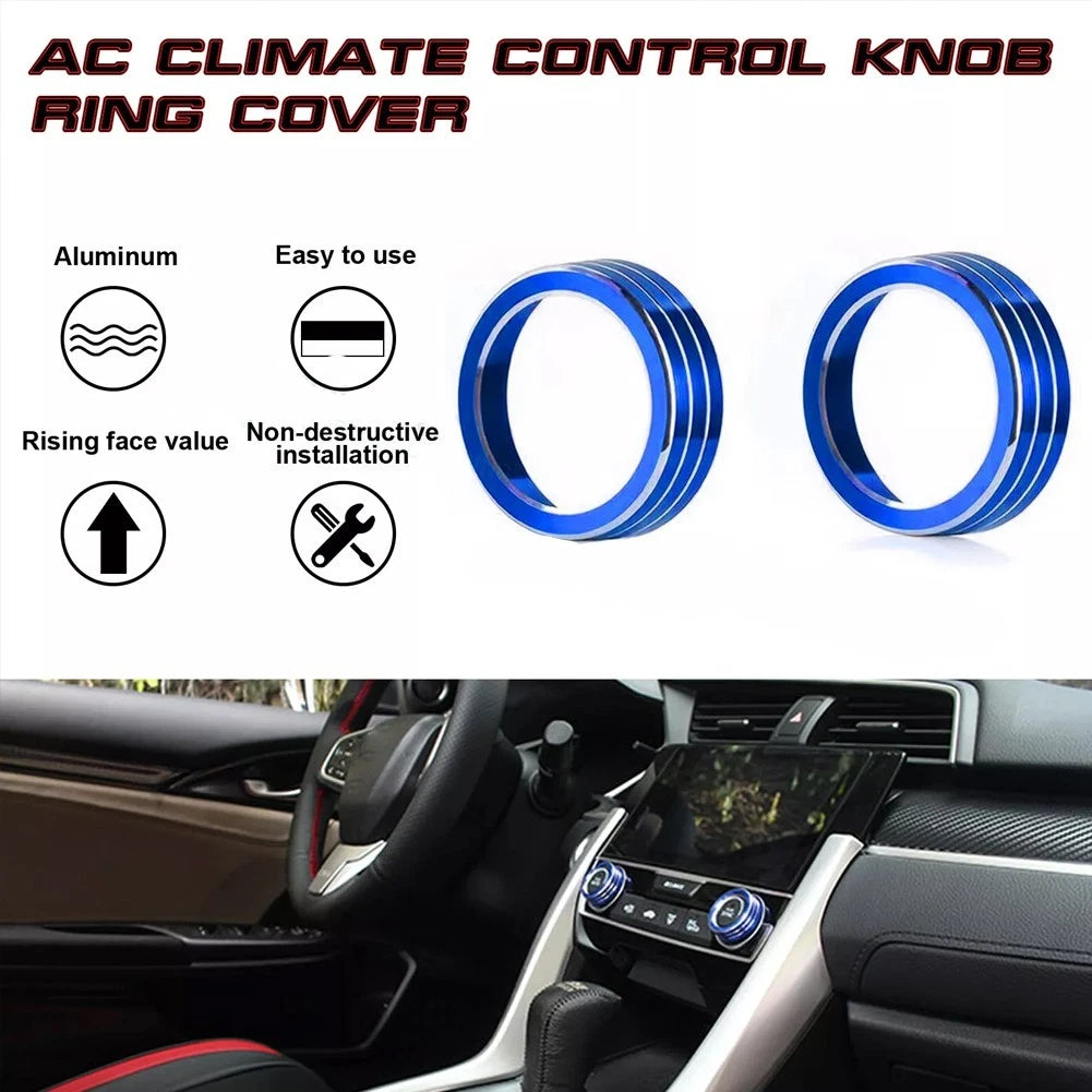 Colorful Aluminum AC Knob Ring Cover for Honda Civic (2016–2021)