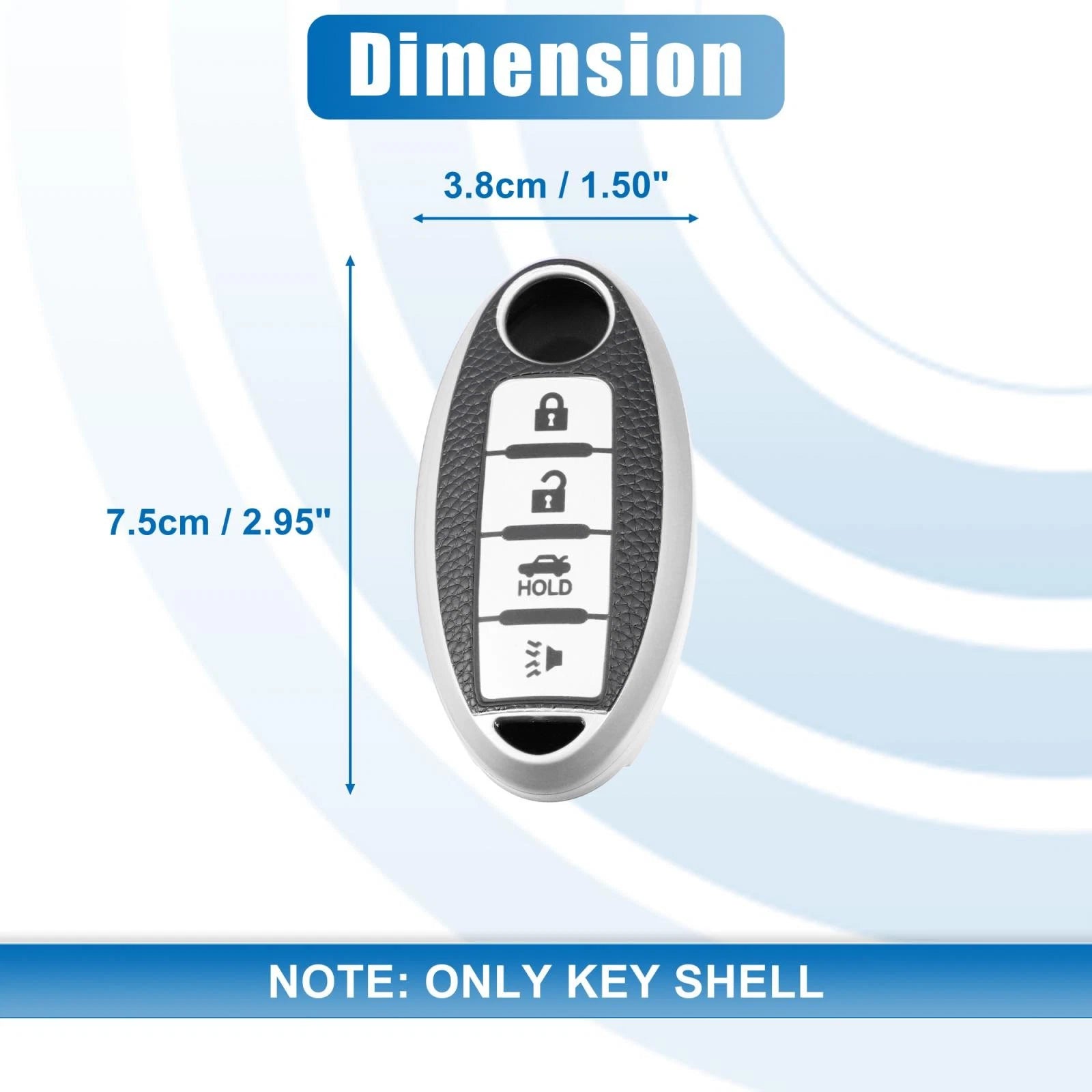Silicone Key Fob Case Cover for Nissan Cabstar (2008–2009) Silver Tone