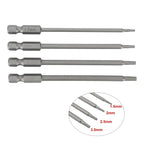 Set of 4 Hex Shank Magnetic Screwdriver Bits for (1.5/2.0/2.5/3.0mm)