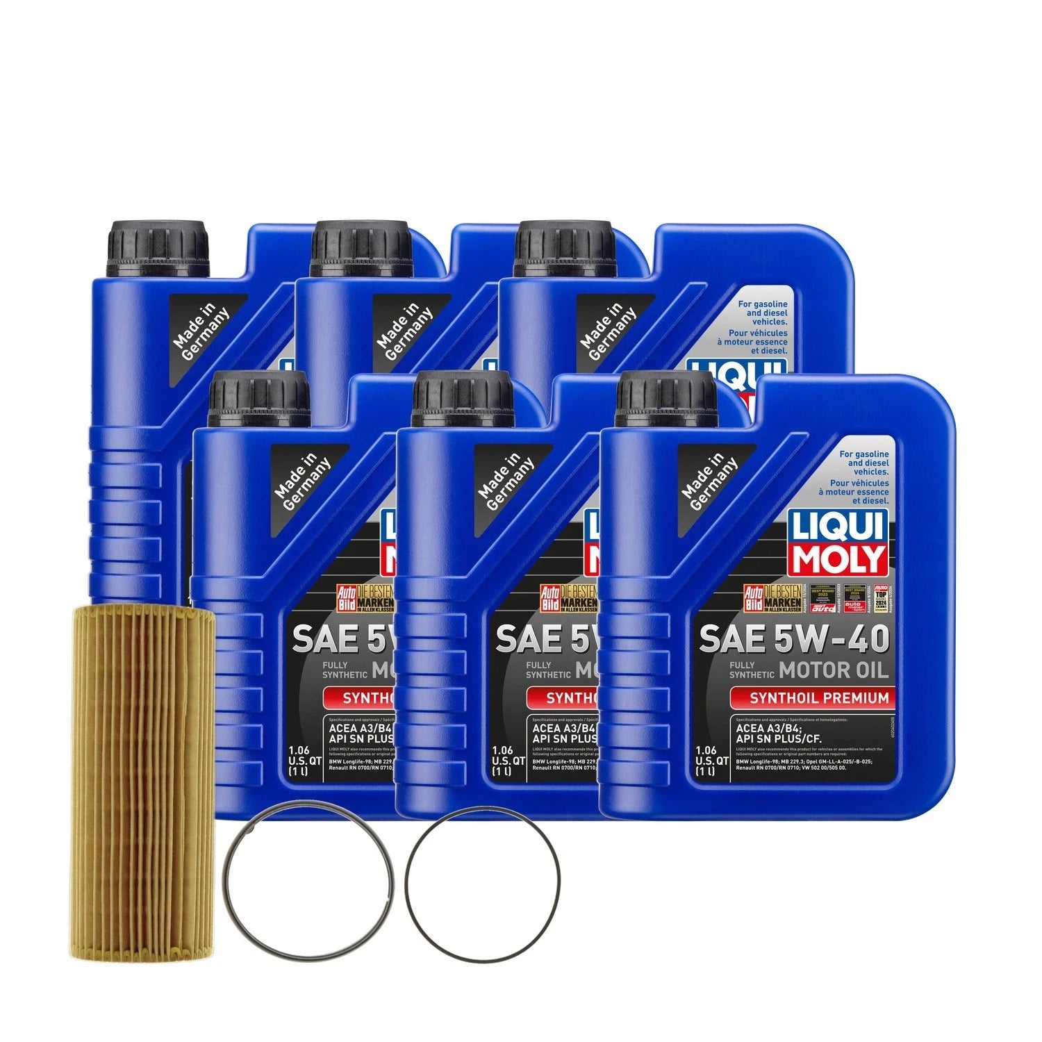 6L Liqui Moly Synthoil Premium SAE 5W-40 Oil Change Kit for Audi 3.0/3.2L (2000–2023)