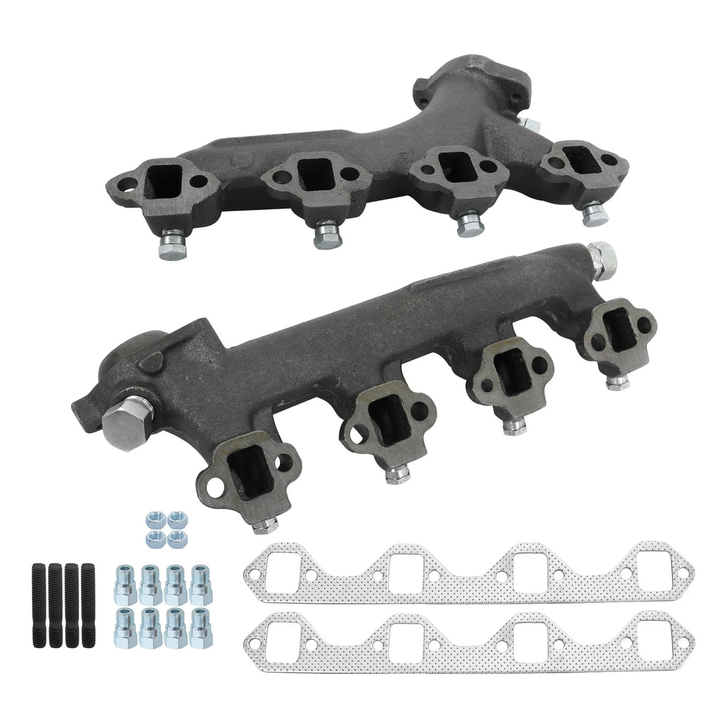 2X Exhaust Manifold with Gasket Kit for Ford F-250 F-350 (1988–1997)