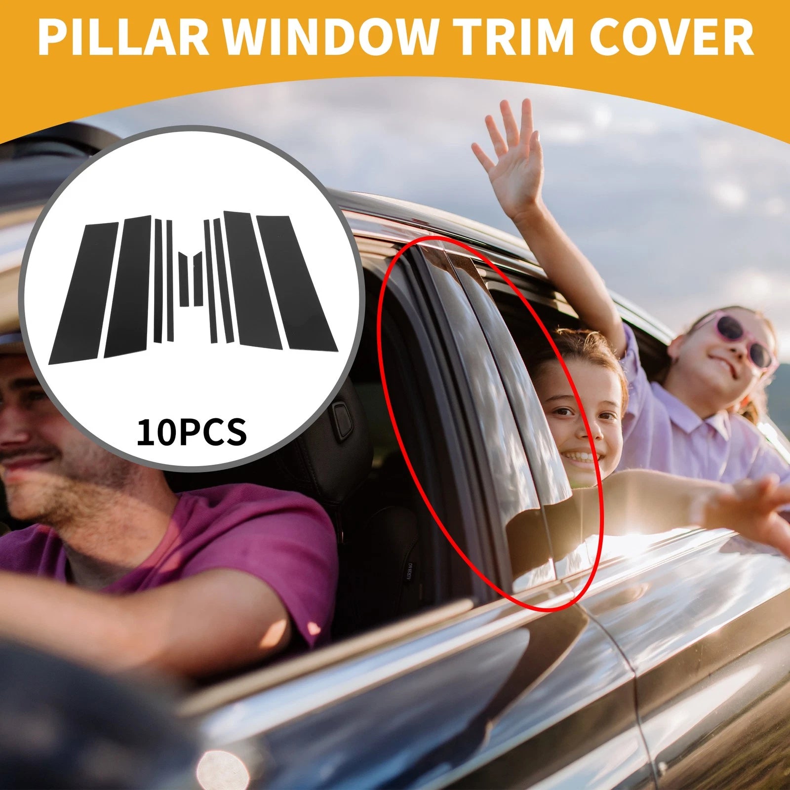 10 Pcs Window Trim Cover for Toyota RAV4 (2020–2021) Plastic Black