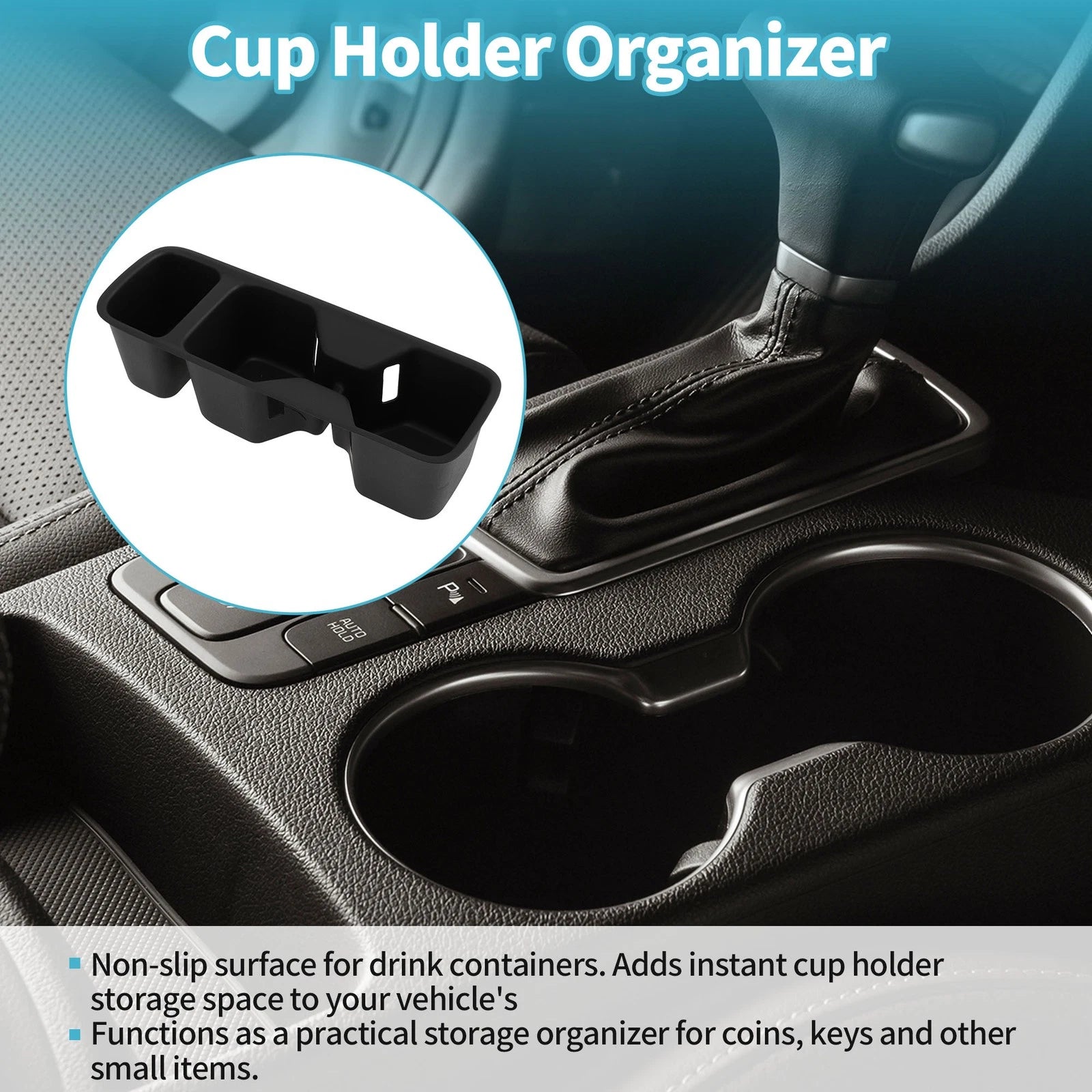 Center Console Cup Holder Organizer for Kia Telluride (2020–2025) Silicone Black