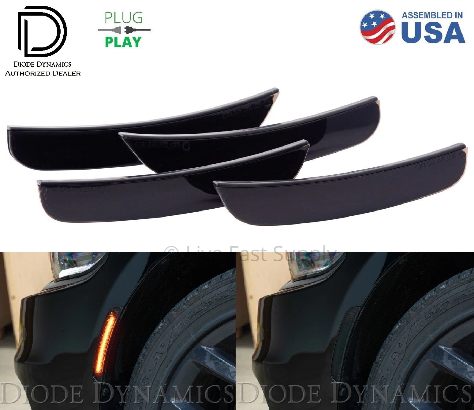 Smoked LED Side Marker Lights Set for 2015-2020 Dodge Charger