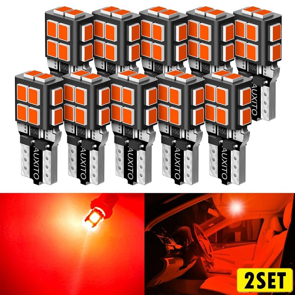 Set of 20 Red 194 T10 LED Dome Door Map Interior Light Bulbs W5W