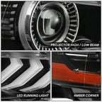 Right Side Projector Headlight for Ford Mustang (2018–2022) - Black Amber HID