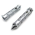 Set of 2 CNC Chrome 7/8" 22mm Spike Bar Ends Grips for Kawasaki Ninja 250 500 ZX6
