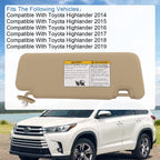 Sun Visor for Toyota Highlander (2014-2019) Left Driver Side Beige