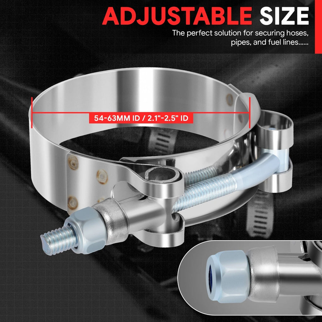 Set of 4 Stainless T-Bolt Clamps for Turbo Exhaust Intercooler