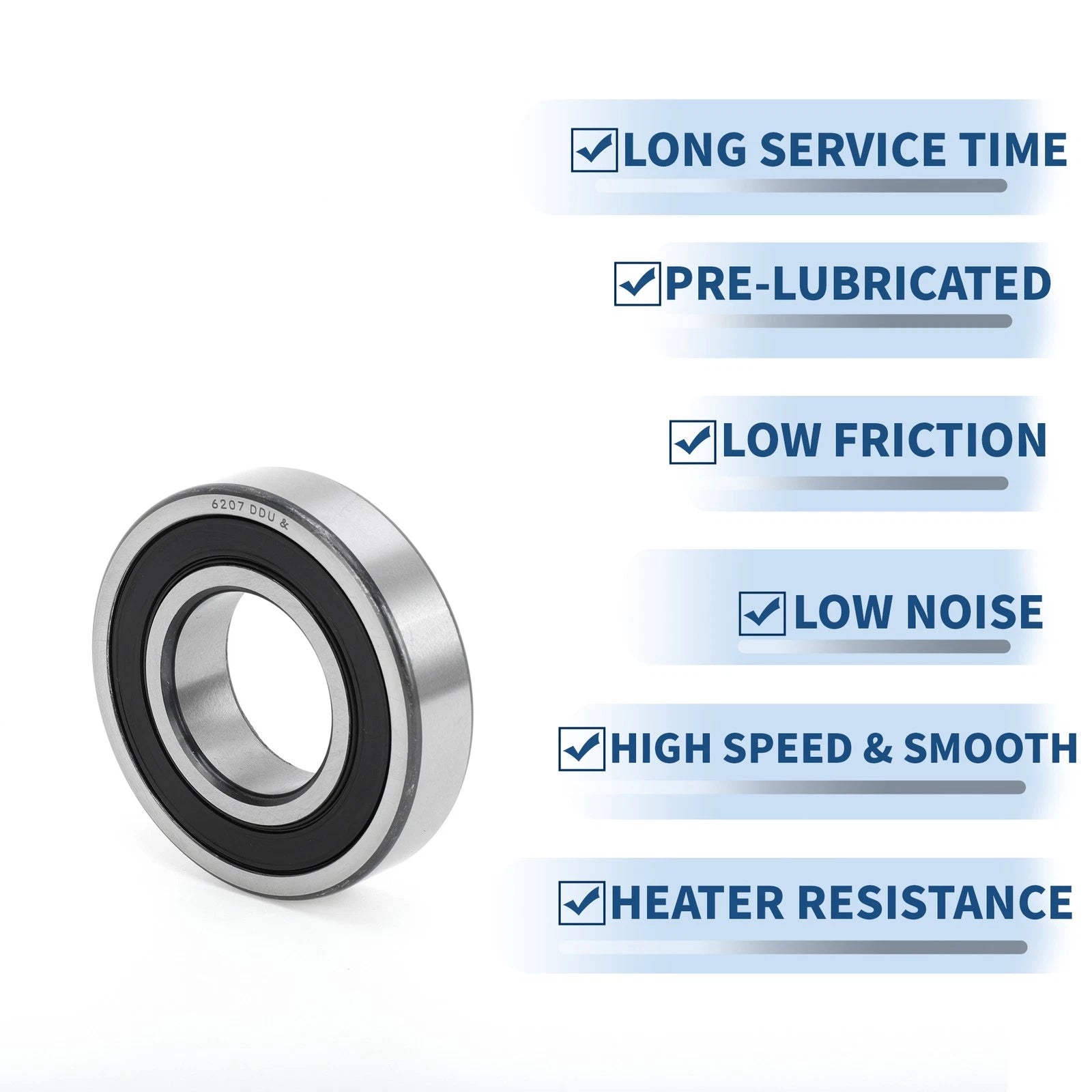 6207DDU Deep Groove Ball Bearing for Scooter Skateboard Wheel (35x72x17mm)