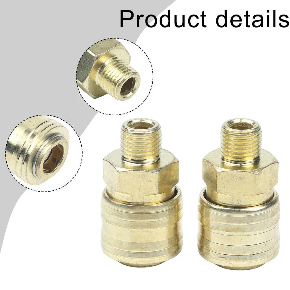 2pcs Air Tool Quick Coupling Brass with 1/4 Inch Male Thread for BSP Connection