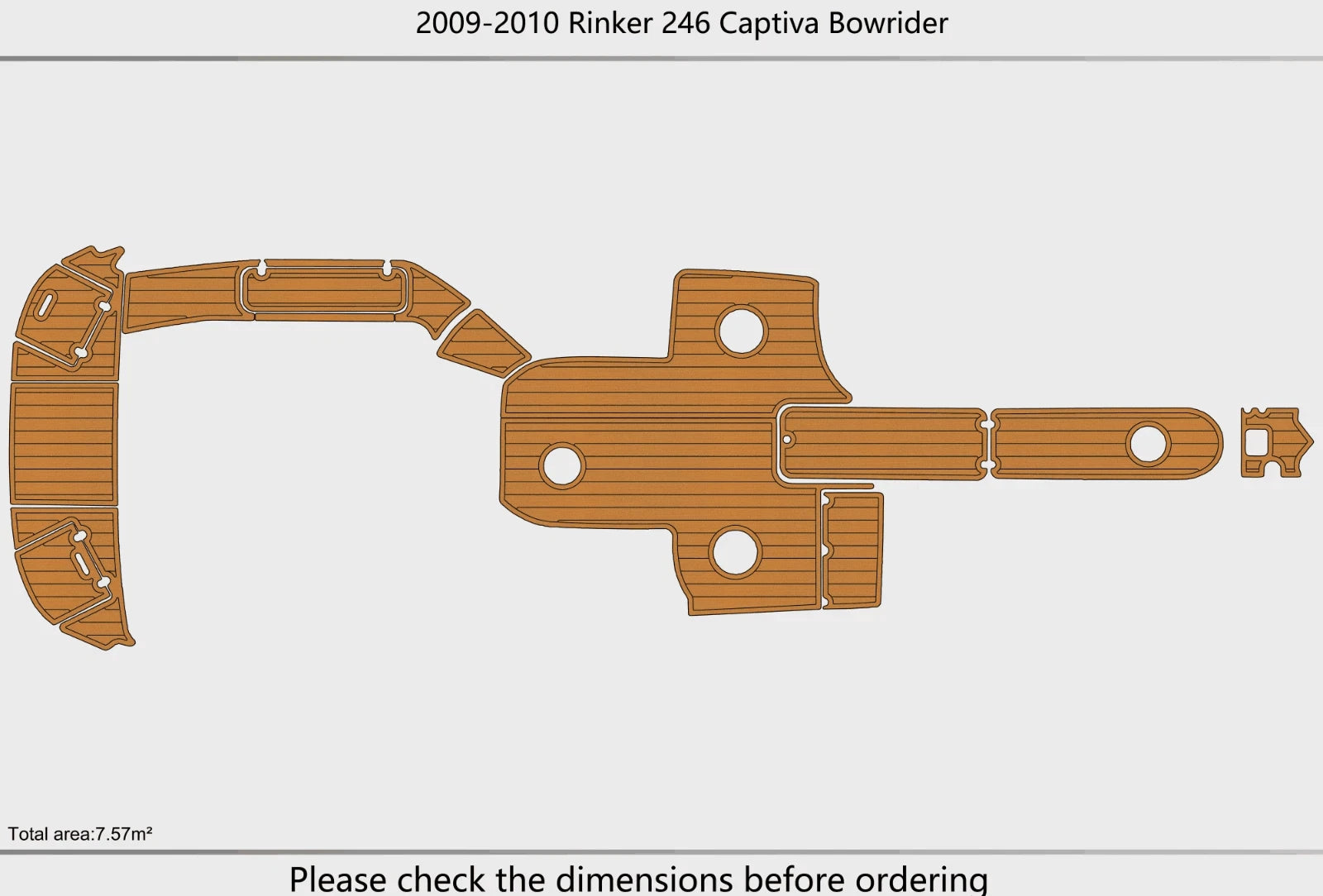 EVA Pad for Rinker 246 Captiva Bowrider (2009) - Teak Deck Floor