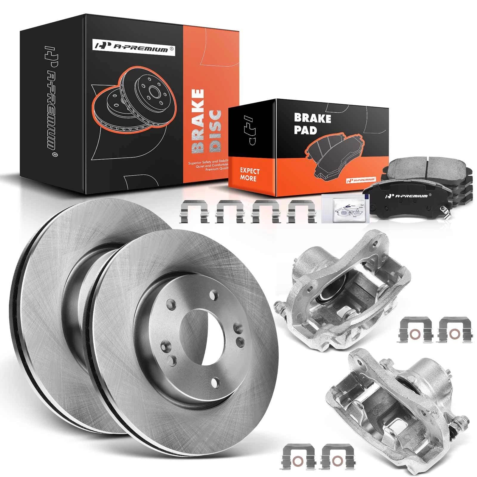 Pair of Rotors & Ceramic Pads with Calipers for Hyundai Tiburon Sonata