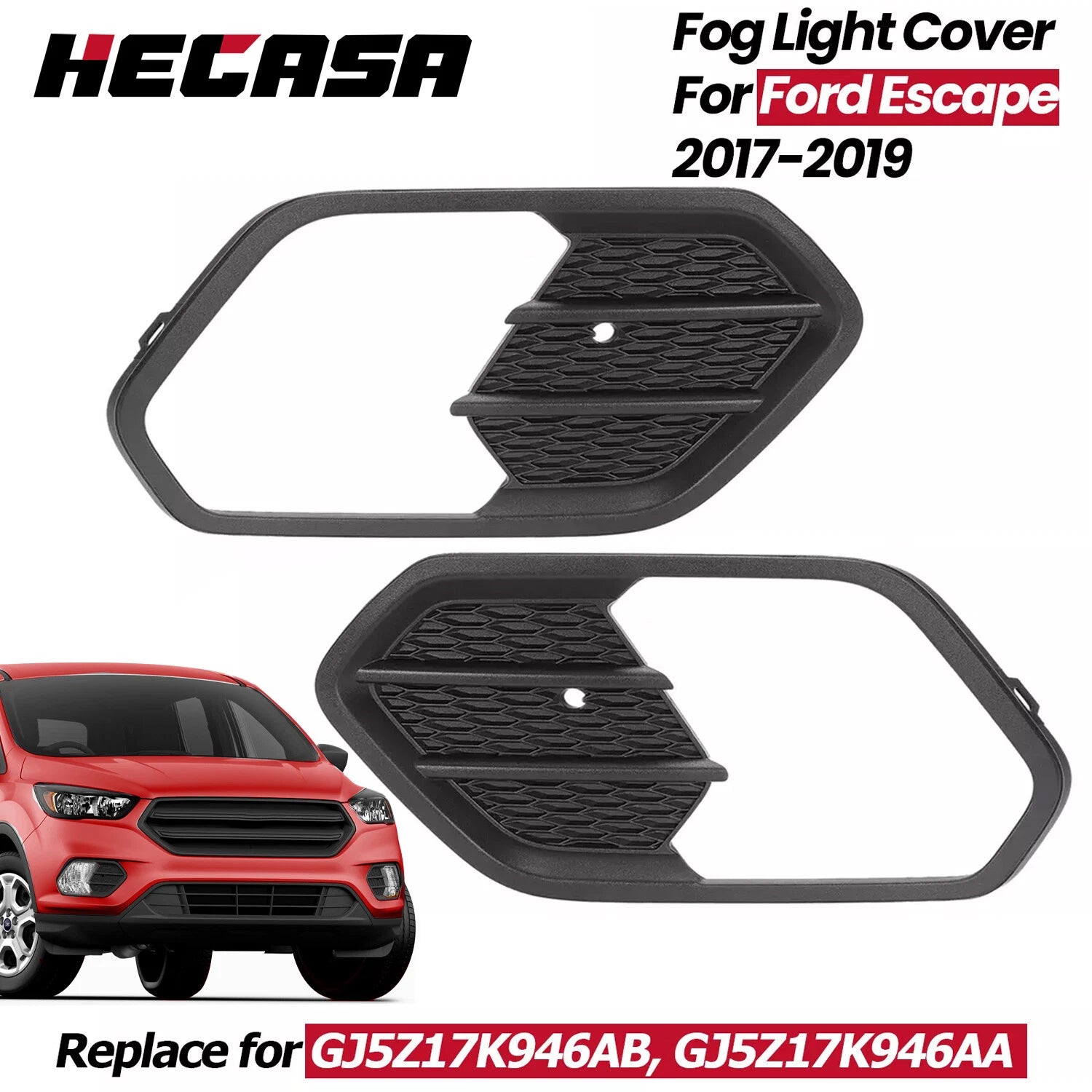 Set of 2 Fog Light Grille Covers for Ford Escape Kuga (2017–2019)